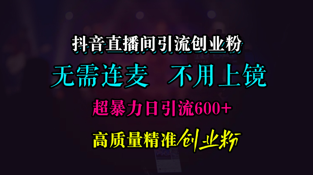 抖音直播间引流创业粉，无需连麦、无需上镜，超暴力日引流600+高质量精准创业粉风钥吧-网创项目资源站-副业项目-创业项目-搞钱项目风钥吧