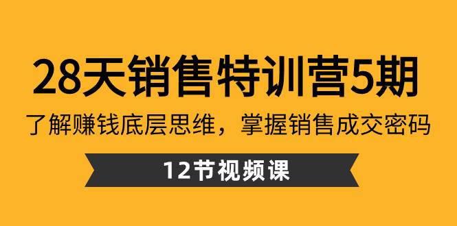 28天·销售特训营5期：了解赚钱底层思维，掌握销售成交密码（12节课）风钥吧-网创项目资源站-副业项目-创业项目-搞钱项目风钥吧