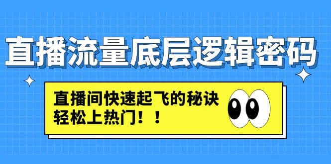 直播流量底层逻辑密码：直播间快速起飞的秘诀，轻松上热门风钥吧-网创项目资源站-副业项目-创业项目-搞钱项目风钥吧