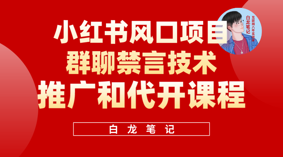 小红书风口项目日入300+，小红书群聊禁言技术代开项目，适合新手操作风钥吧-网创项目资源站-副业项目-创业项目-搞钱项目风钥吧