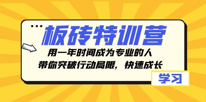 板砖特训营，用一年时间成为专业的人，带你突破行动局限，快速成长风钥吧-网创项目资源站-副业项目-创业项目-搞钱项目风钥吧