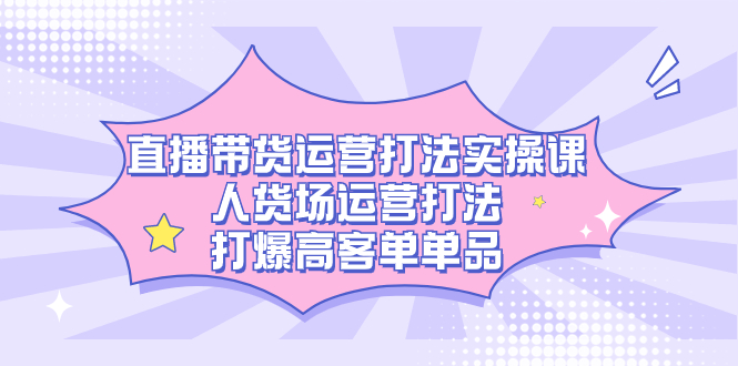 直播带货运营打法实操课，人货场运营打法，打爆高客单单品风钥吧-网创项目资源站-副业项目-创业项目-搞钱项目风钥吧