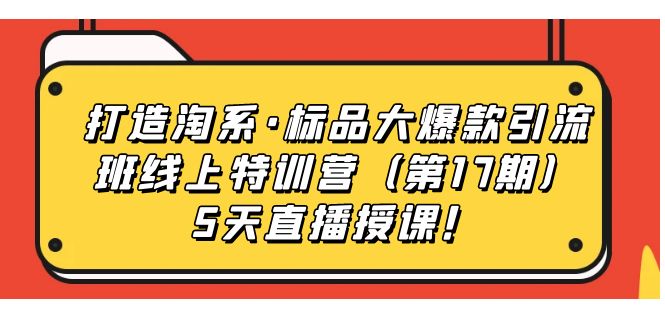 打造淘系·标品大爆款引流班线上特训营5天直播授课！风钥吧-网创项目资源站-副业项目-创业项目-搞钱项目风钥吧