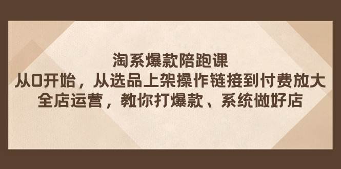 淘系爆款陪跑课 从选品上架操作链接到付费放大 全店运营 打爆款 系统做好店风钥吧-网创项目资源站-副业项目-创业项目-搞钱项目风钥吧