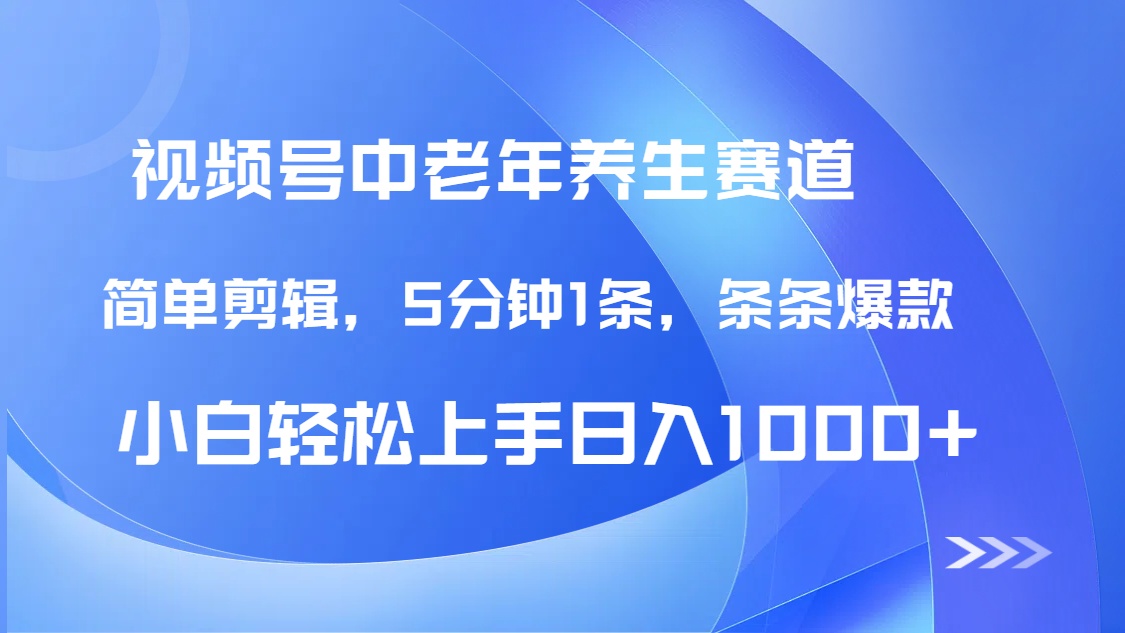 DeepSeek+既梦做视频号中老年养生赛道，条条爆款5分钟1条，轻松日入1000+风钥吧-网创项目资源站-副业项目-创业项目-搞钱项目风钥吧