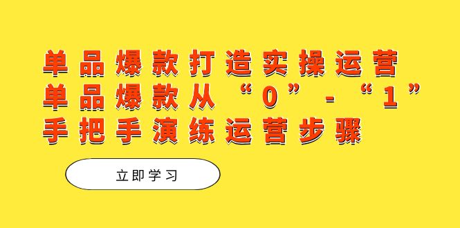 单品爆款打造实操运营，单品爆款从“0”-“1”手把手演练运营步骤风钥吧-网创项目资源站-副业项目-创业项目-搞钱项目风钥吧