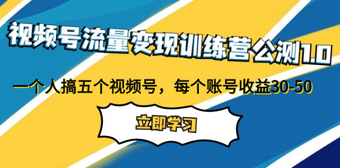 视频号流量变现训练营公测1.0：一个人搞五个视频号，每个账号收益30-50风钥吧-网创项目资源站-副业项目-创业项目-搞钱项目风钥吧
