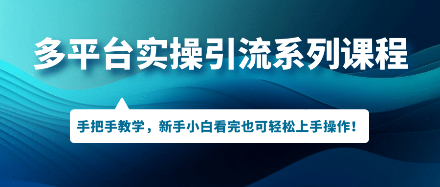 多平台实操引流系列课程，手把手教学，新手小白看完也可轻松上手引流操作风钥吧-网创项目资源站-副业项目-创业项目-搞钱项目风钥吧