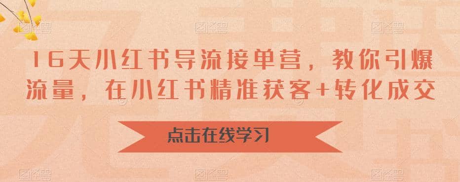 16天-小红书 导流接单营，教你引爆流量，在小红书精准获客+转化成交风钥吧-网创项目资源站-副业项目-创业项目-搞钱项目风钥吧