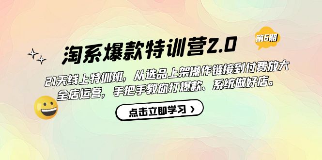 淘系爆款特训营2.0【第六期】从选品上架到付费放大 全店运营 打爆款 做好店风钥吧-网创项目资源站-副业项目-创业项目-搞钱项目风钥吧