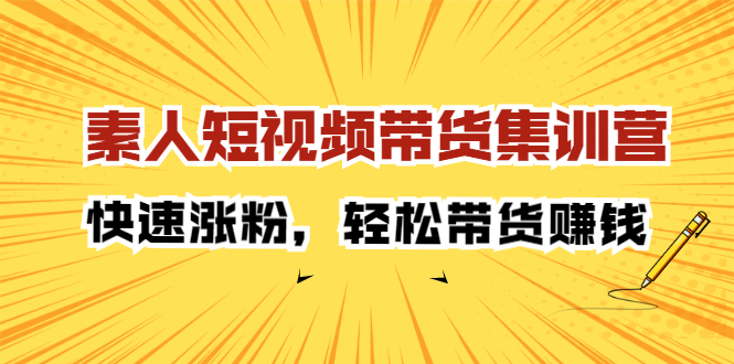 素人短视频带货集训营：快速涨粉，轻松带货赚钱风钥吧-网创项目资源站-副业项目-创业项目-搞钱项目风钥吧