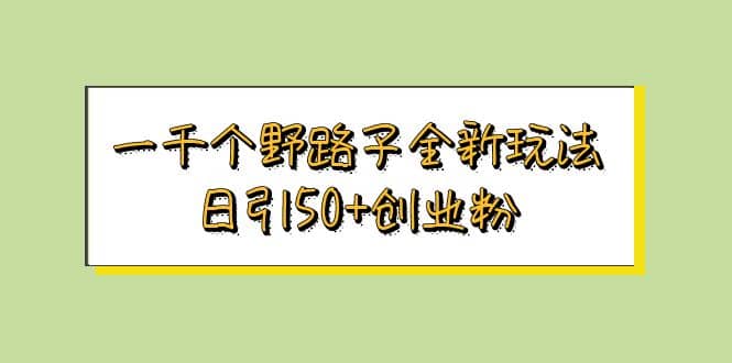 一千个野路子全新玩法 日引50+创业粉风钥吧-网创项目资源站-副业项目-创业项目-搞钱项目风钥吧