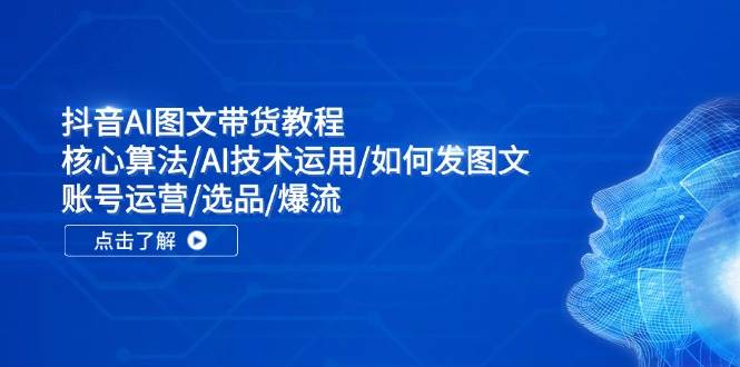 抖音AI图文带货教程：核心算法/AI技术运用/如何发图文/账号运营/选品/爆流风钥吧-网创项目资源站-副业项目-创业项目-搞钱项目风钥吧