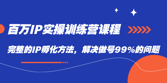 百万IP实战训练营课程，完整的IP孵化方法，解决做号99%的问题风钥吧-网创项目资源站-副业项目-创业项目-搞钱项目风钥吧
