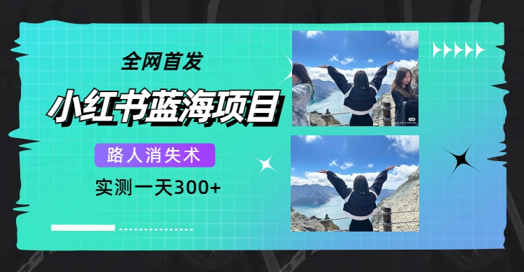 全网首发，小红书蓝海项目，路人消失术，实测一天300+（教程+工具）风钥吧-网创项目资源站-副业项目-创业项目-搞钱项目风钥吧