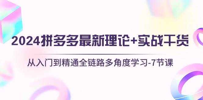 2024拼多多 最新理论+实战干货，从入门到精通全链路多角度学习-7节课风钥吧-网创项目资源站-副业项目-创业项目-搞钱项目风钥吧