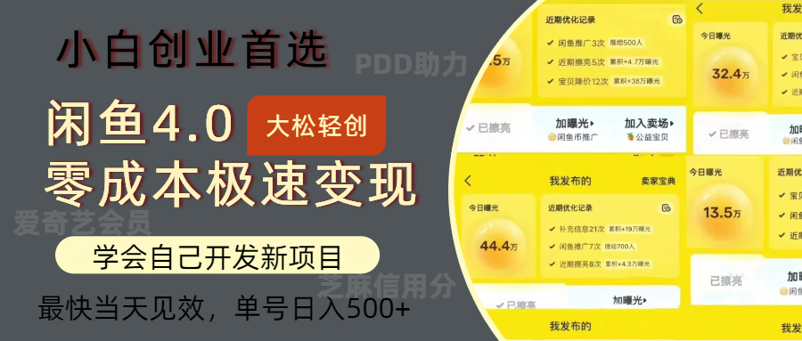 闲鱼0成本极速变现项目，多种变现方式，单号日入500+最新玩法风钥吧-网创项目资源站-副业项目-创业项目-搞钱项目风钥吧