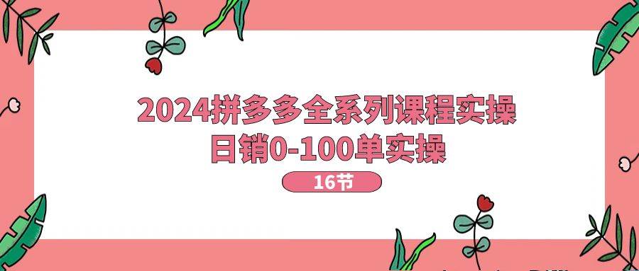 2024拼多多全系列课程实操，日销0-100单实操【16节课】风钥吧-网创项目资源站-副业项目-创业项目-搞钱项目风钥吧