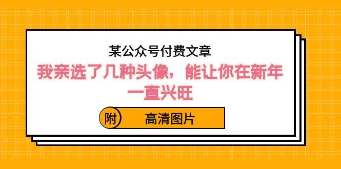 某公众号付费文章：我亲选了几种头像，能让你在新年一直兴旺（附高清图片）风钥吧-网创项目资源站-副业项目-创业项目-搞钱项目风钥吧