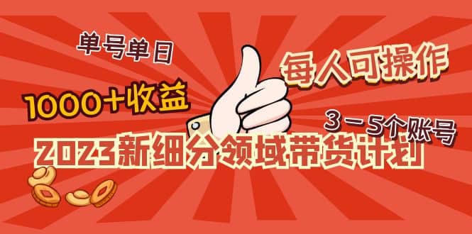 2023新细分领域带货计划：单号单日1000+收益不难，每人可操作3-5个账号风钥吧-网创项目资源站-副业项目-创业项目-搞钱项目风钥吧