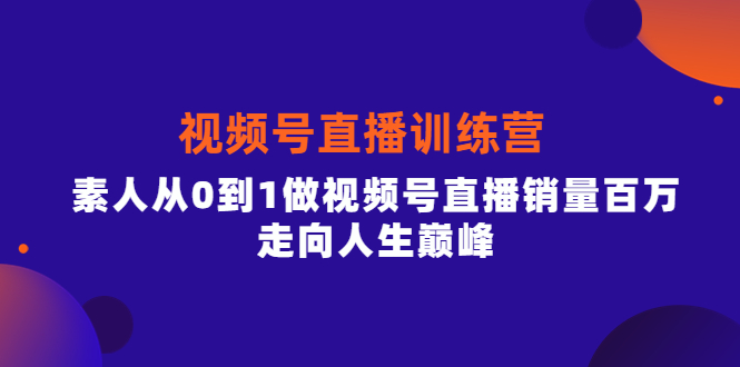 视频号直播训练营，素人从0到1做视频号直播销量百万，走向人生巅峰风钥吧-网创项目资源站-副业项目-创业项目-搞钱项目风钥吧