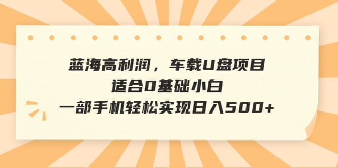 蓝海高利润，车载U盘项目，适合0基础小白，一部手机轻松实现日入500+风钥吧-网创项目资源站-副业项目-创业项目-搞钱项目风钥吧