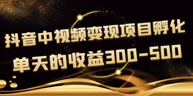 黄岛主《抖音中视频变现项目孵化》单天的收益300-500 操作简单粗暴风钥吧-网创项目资源站-副业项目-创业项目-搞钱项目风钥吧