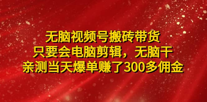 无脑视频号搬砖带货，只要会电脑剪辑，无脑干风钥吧-网创项目资源站-副业项目-创业项目-搞钱项目风钥吧