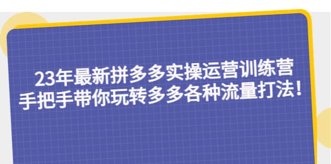 23年最新拼多多实操运营训练营：手把手带你玩转多多各种流量打法！风钥吧-网创项目资源站-副业项目-创业项目-搞钱项目风钥吧