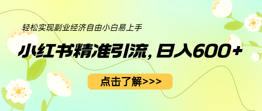 小红书精准引流，小白日入600+，轻松实现副业经济自由（教程+1153G资源）风钥吧-网创项目资源站-副业项目-创业项目-搞钱项目风钥吧