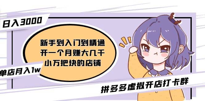 拼多多虚拟开店打卡群：新手到入门到精通风钥吧-网创项目资源站-副业项目-创业项目-搞钱项目风钥吧