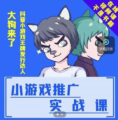 大狗来了：小游戏推广实战课，带你搭建一个游戏推广变现账号风钥吧-网创项目资源站-副业项目-创业项目-搞钱项目风钥吧