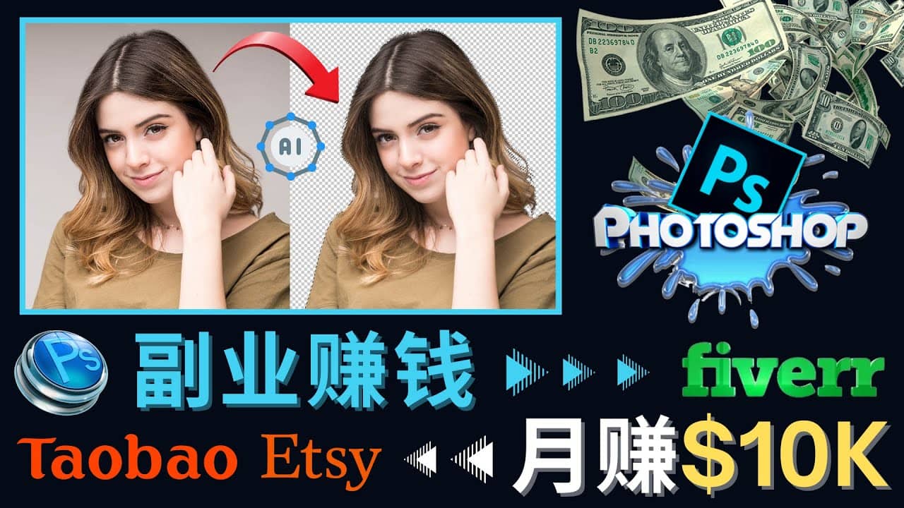 掌握PS修图技能，月赚5000美元以上 – 利用Adobe Photoshop赚钱的3种途径风钥吧-网创项目资源站-副业项目-创业项目-搞钱项目风钥吧
