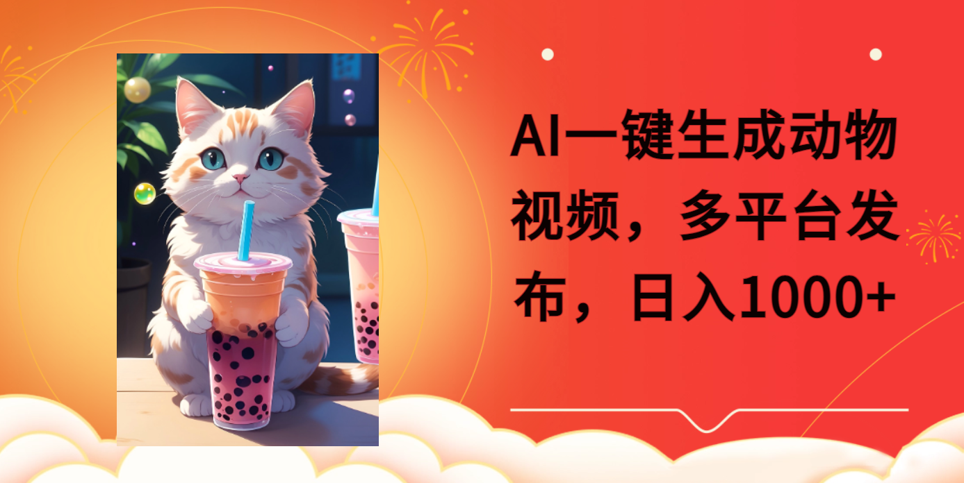 AI一键生成动物搞笑视频，多平台发布，轻松破千万播放，日入2000+风钥吧-网创项目资源站-副业项目-创业项目-搞钱项目风钥吧