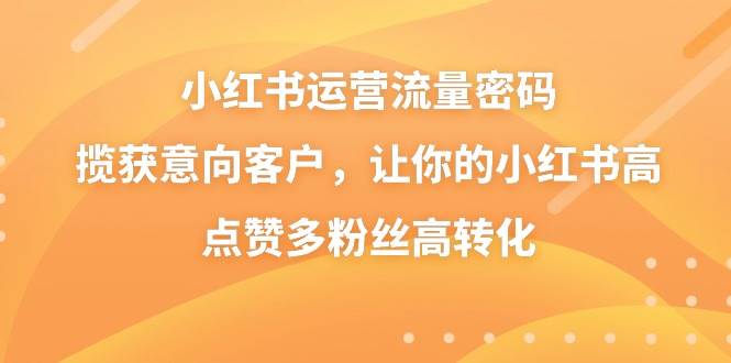 小红书运营流量密码，揽获意向客户，让你的小红书高点赞多粉丝高转化风钥吧-网创项目资源站-副业项目-创业项目-搞钱项目风钥吧