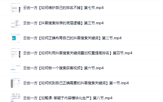 云创一方2022抖音SEO系列课程，教你如何快速上抖音搜索排名第一风钥吧-网创项目资源站-副业项目-创业项目-搞钱项目风钥吧