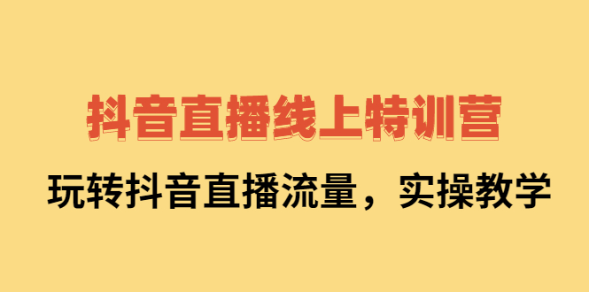 抖音直播线上特训营：玩转抖音直播流量，实操教学风钥吧-网创项目资源站-副业项目-创业项目-搞钱项目风钥吧