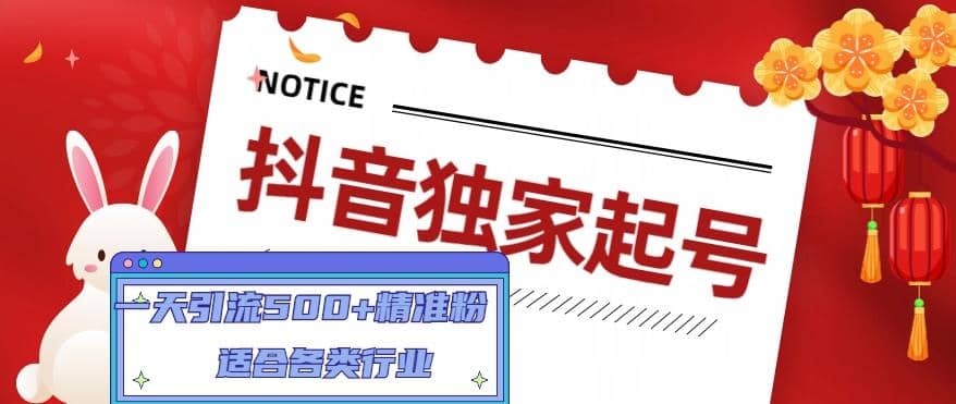 抖音独家起号，适合各类行业（9节视频课）风钥吧-网创项目资源站-副业项目-创业项目-搞钱项目风钥吧