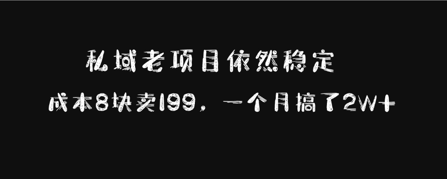 私域老项目依然稳定，成本8块卖199，一个月搞了2W+风钥吧-网创项目资源站-副业项目-创业项目-搞钱项目风钥吧