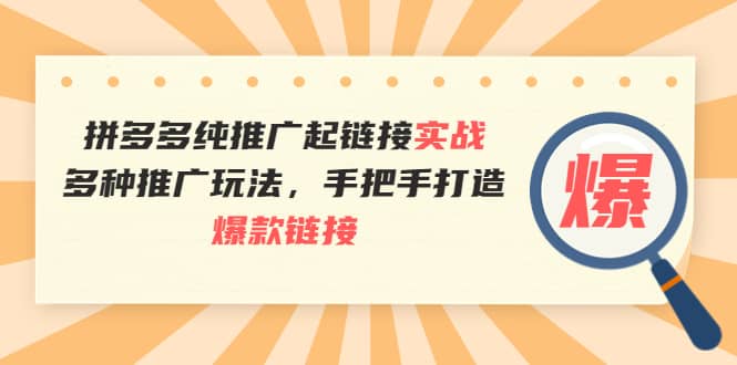 拼多多纯推广起链接实战：多种推广玩法，手把手打造爆款链接风钥吧-网创项目资源站-副业项目-创业项目-搞钱项目风钥吧