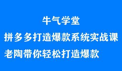 牛气学堂拼多多打造爆款系统实战课，老陶带你轻松打造爆款风钥吧-网创项目资源站-副业项目-创业项目-搞钱项目风钥吧