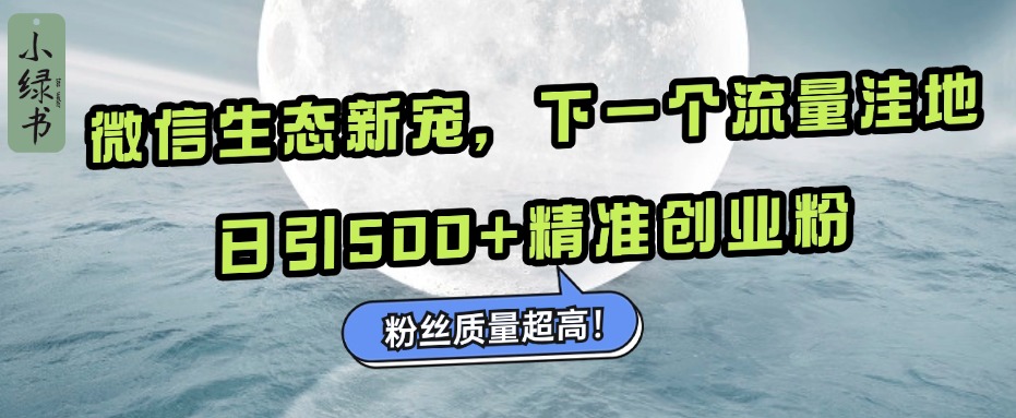 微信生态新宠小绿书：下一个流量洼地，粉丝质量超高，日引500+精准创业粉，风钥吧-网创项目资源站-副业项目-创业项目-搞钱项目风钥吧