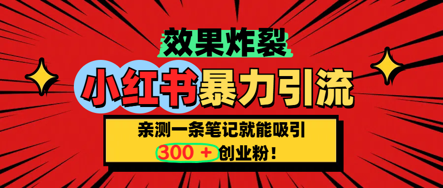 小红书炸裂玩法，亲测一条笔记就能吸引300+精准创业粉！风钥吧-网创项目资源站-副业项目-创业项目-搞钱项目风钥吧