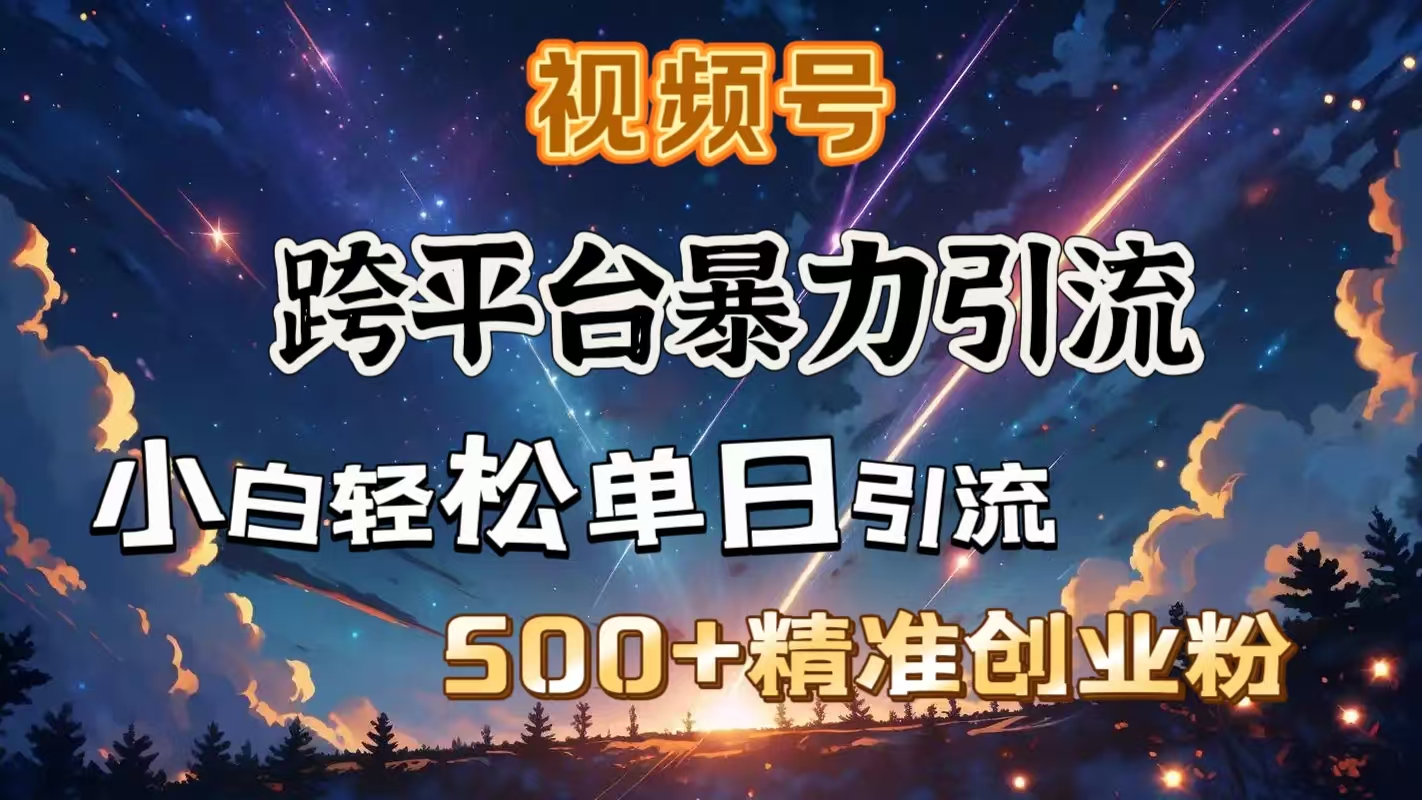 视频号跨平台暴力引流，小白轻松单日引流500＋精准创业粉风钥吧-网创项目资源站-副业项目-创业项目-搞钱项目风钥吧