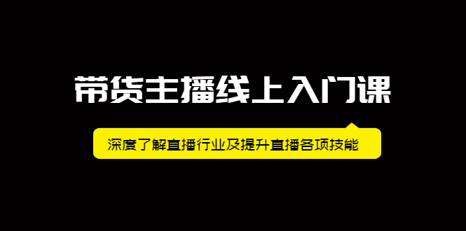 带货主播线上入门课，深度了解直播行业及提升直播各项技能风钥吧-网创项目资源站-副业项目-创业项目-搞钱项目风钥吧
