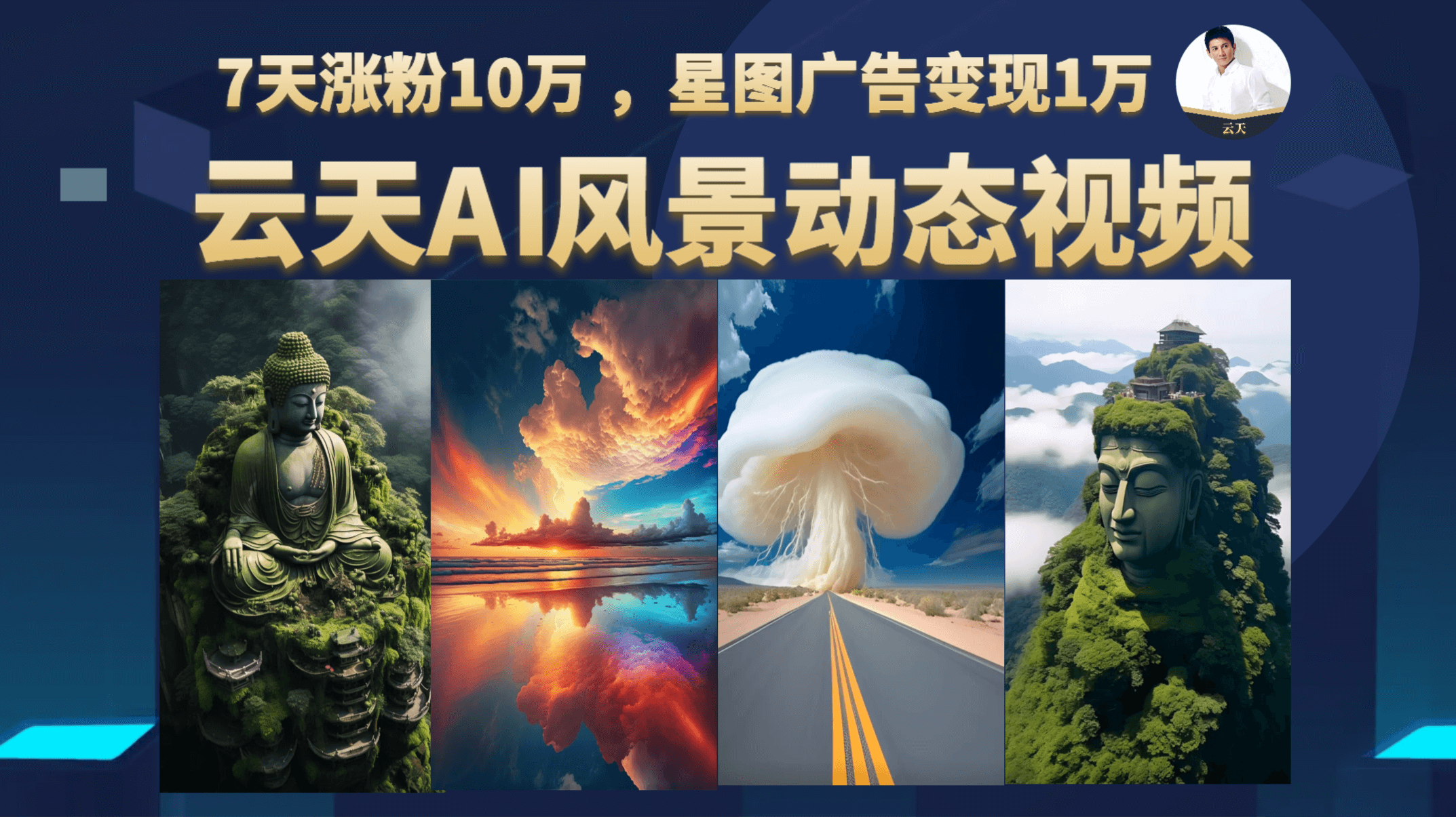 云天AI风景动图视频制作，7天涨粉10万 ，星图广告变现1万风钥吧-网创项目资源站-副业项目-创业项目-搞钱项目风钥吧