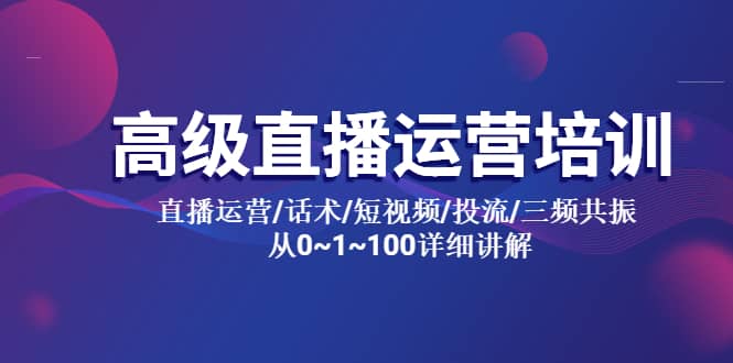 高级直播运营培训 直播运营/话术/短视频/投流/三频共振 从0~1~100详细讲解风钥吧-网创项目资源站-副业项目-创业项目-搞钱项目风钥吧