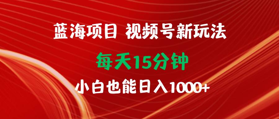蓝海项目视频号新玩法 每天15分钟 小白也能日入1000+风钥吧-网创项目资源站-副业项目-创业项目-搞钱项目风钥吧