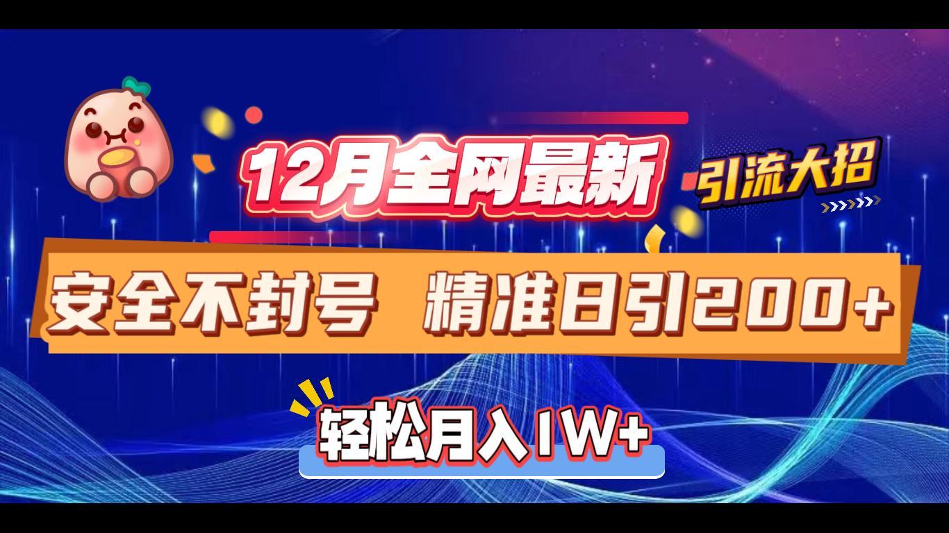 12月全网最新引流大招 安全不封号 日引精准粉200+风钥吧-网创项目资源站-副业项目-创业项目-搞钱项目风钥吧