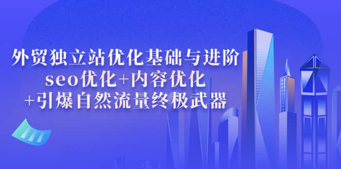 外贸独立站优化基础与进阶，seo优化+内容优化+引爆自然流量终极武器风钥吧-网创项目资源站-副业项目-创业项目-搞钱项目风钥吧